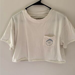 Aeropostale White Crop Top with Blue Graphic
